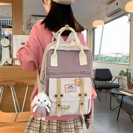 College Student Female Backpack Travel Fashion Women School Bag Book Ladies Girl Laptop Waterproof Nylon Kawaii 210911