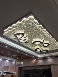 Custom LED Crystal Large Chandelier Hotel Lobby Ceiling Lights Jewellery Store Lamps Villas Living Room Restaurant Banquet Hall Project Sales Department Fixtures