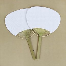 Chic Paper Paddle Hand Fans with Bamboo Frame and Handle Wedding Party Favours Gifts Paddle Paper Fan Spanish RRB13704