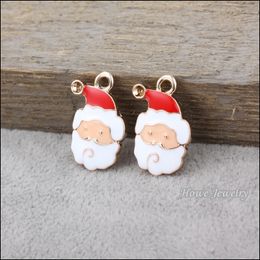 45pcs UV gold plated Christmas Santa Claus enamel alloy 3D Charm fit for Necklaces & Pendants DIY Jewelry Findings 80148
