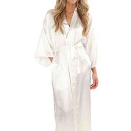 Women Silk Satin Long Wedding Bride Bridesmaid Kimono Feminino Bath Robe Large Size XXXL Peignoir Femme Sexy Bathrobe