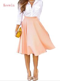 Skirts Keewin Faldas Mujer Moda 2021 Solid Colour Over The Knee Skirt Ladies Umbrella Fashion Summer Women's