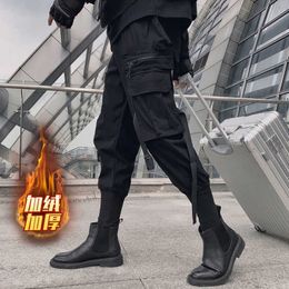 Black Cargo брюки Joggers Men Harajuku Swag Streetweaw Warm Techwear Мужская одежда Японский стиль карандаш случайные брюки Y0927