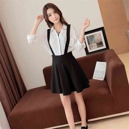 Suspender Skirts Women Girl Ruffles Skater Pleated Short Braces Skirt Women Elegant Spaghetti Strap Zipper Mini Skirts 210412