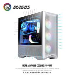 -Lianli-LANCOLOOL-II-II-MESH-RGB Funda de enfriamiento de agua para gamer de juego, gabinete de jugador de PC Mod, vidrio de doble temperamento para ver los ventiladores de interior Coolin