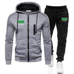 Men's Tracksuits 2 Piece Sets Autumn Casual Sportswear Men Hoodies Sweatshirts Printed Fashion Jacket Fleece Coat Cardigan Zip S-3X