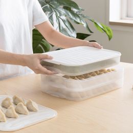 Other Kitchen, Dining & Bar Refrigerator Food Storage Sealed Box Single-Layer Three-Layer Plastic Transparent Dumplings Box with Lid