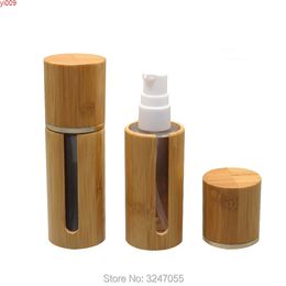 30ML 10pcs/lot Empty DIY Top Grade Cosmetic Lotion Pump Bottle, Bamboo Wooden Glass Emulsion Container, Foundation Storage Boxhigh qty