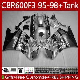 Bodywork For HONDA +Tank 600FS CBR600F3 600CC 1995-1998 Body 64No.241 CBR 600 Black silver CBR600 F3 FS CC 600F3 95 96 97 98 CBR600FS CBR-600 1995 1996 1997 1998 Fairing