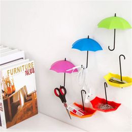 3Pcs/lot Umbrella Shape Cute Creative Self Bag Keys Bathroom Kitchen Sticky Holder Adhesive Wall Door Hook Hanger