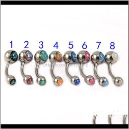 & Bell Rings Drop Delivery 2021 Opal Belly Bar Button Ring Navel 316L Stainless Steel Double Gem Body Piercing Jewelry For Women 14G Wholesal