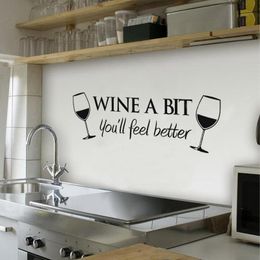 Wall Stickers 23.5*55cm Wine A Bit You'll Feel Better Art Decal Home Decor Relax Quotes Living Room Kitchen Removable