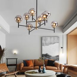 Chandeliers Nordic Glass Ball E27 Modern LED Hanging Ceiling Light For Kitchen Living Room Dining Bedroom 6 Heads Pendant Lamp