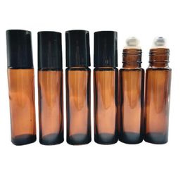 2021 10 Ml 1/3Oz Refillable Essential Oil Roller Bottle Amber Brown Empty Glass Roll-On Roller Perfume Bottles With Glass Ball