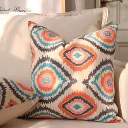 Cushion/Decorative Pillow DUNXDECO Cushion Cover Decorative Case Vintage Simple American Style Geometric Print Bedding Coussin Chair