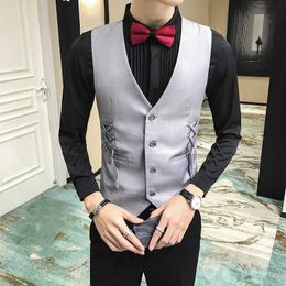 Tassel Men's Vest Jacket Casual Slim Fit Sleeveless Vests Nightclub Bar Mens Suit Vest Tuxedo Waistcoat Chalecos Para Hombre 5XL 210527