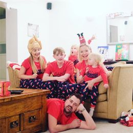Christmas Pajamas Sets Short Sleeve Sleepwear Mother Father Son Daughter Family Matching Outfits Kids Xmas Hat Pyjamas