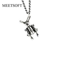 Pendant Necklaces MEETSOFT Tibetan Silver Necklace Mechanical Doll Retro Chain Minimalist Clavicle Female Accessories Gift