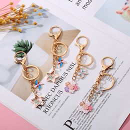 10Pieces/Lot DIY New Cherry Blossom Note Five-pointed Star Windmill Keychain Ladies and Girls Bag Key Ring Key Chain