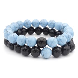 Natural Stones Accessories fashion people 10mm turquoise round beads bracelet set bracelet