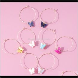Dangle & Chandelier Drop Delivery 2021 Women Colorful Acrylic Big Circle Pendant Creative Simple Butterfly Ear Buckle Hoop Earrings Fashion J