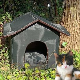 Cat Beds & Furniture Outdoor Waterproof Stray Litter House Pet Winter Warm Closed Rainproof Kennel Dog