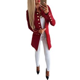 Women Single One Button Autumn Slim Women Long Blazer Red Grey Black Blue Blazer Feminino Underwear Women Plus Size X0721