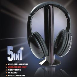 Black 5 in 1 Headset Earphone for PC TV Radio Wireless Headphone Gaming Wholesale