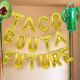 Summer Party Decoration 16inch TACO BOUT A FUTURE Letter Balloon Avocado Cactus Balloons Set