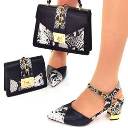 Dress Shoes Black Colour Italian Shoe With Matching Bags High Quality African And Bag Set For Party In Women Nigerian