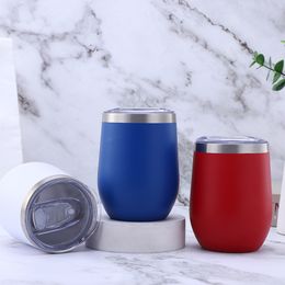 12oz U-shaped Mug Vacuum Double Stainless Steel Red Wine Cups Outdoor Travel Car Insulation Cup 6 Colours T500940