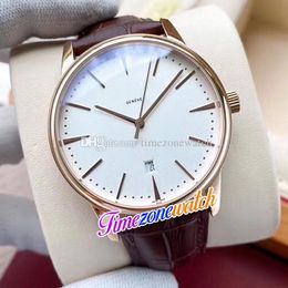 42mm Traditionnelle 85180/000R-9248 Automatic Mens Watch 85180 Date White Dial Rose Gold Case Brown Leather Strap Watches Timezonewatch E139