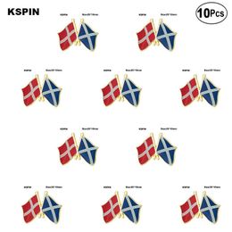 Denmark & SCOTLAND BLUE Friendship Flag Lapel Pin Flag badge Brooch Pins Badges 10Pcs a Lot