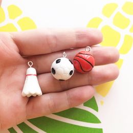 Sport Basketball Badminton Resin Charms Pendant Earring Keychain DIY Fashion Jewelry Accessories 3D Style