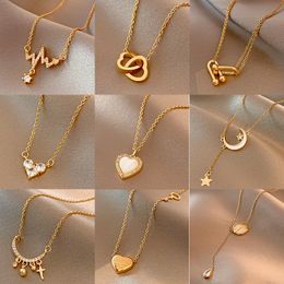 sexs gift Canada - Pendant Necklaces Korean Version Of The Trendy Fashion Titanium Steel Necklace Female Retro Sex Heart Clavicle Chain Ins Wind Jewelry Gift
