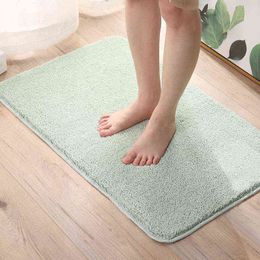 Anti-slip Solid Color Floor Mat Quality Water Absorption Bathroom Carpet Doormat Soft Rugs For Kitchen Household Bath Mats Pad 211109