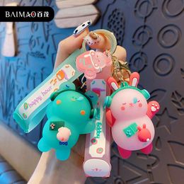 Cartoon Cute Headphones Mengbao Epoxy Keychain Trend Fashion Car Key Pendant Cute Bag Small Ornament G1019