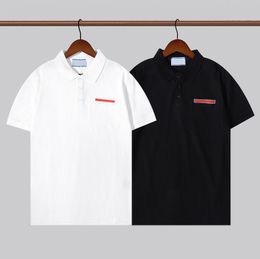 Mens Designer Polo Striped T Shirts 21SS Homme Summer Polos Shirt Letters Print T-shirts High Street Trendy Short Sleeve Shirt Top Tee M-2XL White Black