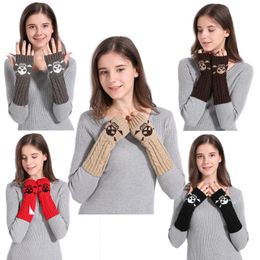 Fingerless Gloves 2021 Ly Woman Winter Warm Knitted Long Twist Plus Thick Half Finger Mittens Free