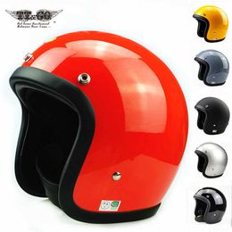 TT&CO Japanese Cafe Racer Vintage Motorcycle Helmet Casco Moto Retro Motorbike Fibreglass Helmet Light Weight Open Face Helmet Q0630