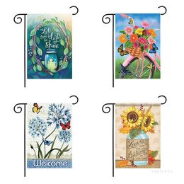 Butterfly spring flag linen Garden Flag double sided printing home Outdoor Thanksgiving Banner Flags 11style T2I51931