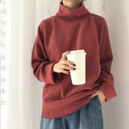 Turtleneck Knitted Jumpers for women Women Sweater Casual Loose Long Batwing Sleeve Crocheted Pullovers Streetwear 210518