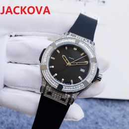 5A Luxury Big Diamonds Ring Women Watches 34mm Black Rubber Silicone Watches Quartz Clock Ladies Watch reloj de lujo