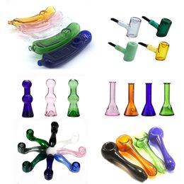 Wholesale High quality Colorful Glass Sherlock pipe thick heady stand Tobacco spoon Pipes For Smoking Dry herb