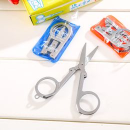 Portable Folding Scissors Mini Foldable Scissors Travel Silver Home Hand Tools 10*6cm