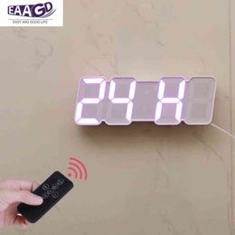 Large LED Display Remote Control LED Digital Alarm Clock with 115 Colour Variations of LED Digital for Bedroom Desk Wall Office 211112