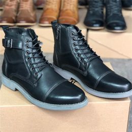 Fashion Men Martin Boot Oxford Lace Up Formal Dress Shoes High Top Genuine Leather Sneakers Male Non-slip Ankle Boots Party Wedding Shoe 004