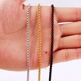 3mm Wide Wholesale Jewelry Bulk DIY Necklace 5/10pcs/lot Men Women Silver Color/Gold/Black Stainless Steel Box Link Chain 16-40" Chains