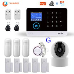 Tuya TFT Colour Display Home Security System Wifi GSM Alarm Intercom Remote Control Autodial 433MHz Sensor With IP Carema