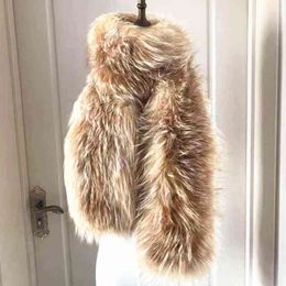 Scarf Plush Muffler Girls Winter Fashion Thermal Shawl Temperament Accessories Real Fox Fur Neckerchief